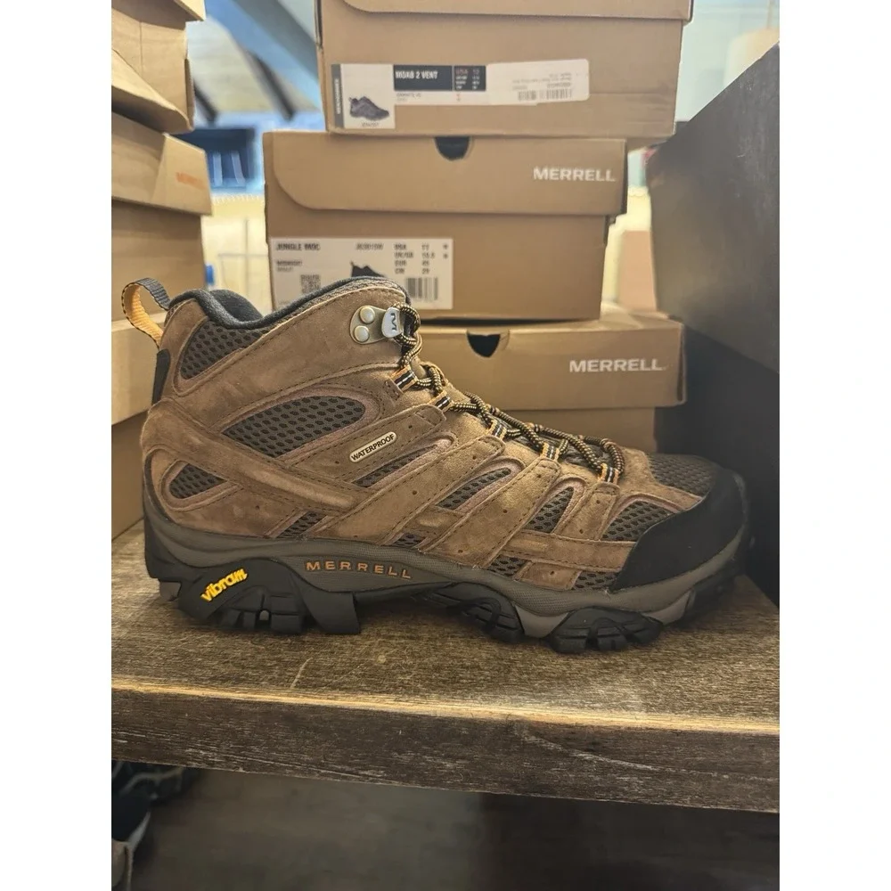 Merrell Men's Moab 2 Mid Waterproof Hiking Work Boots J06051 Earth Brown Size 10